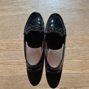 Black Patent leather loafers size 8